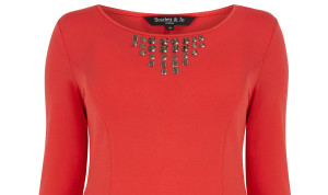 Plus size red top with studs from Evans.