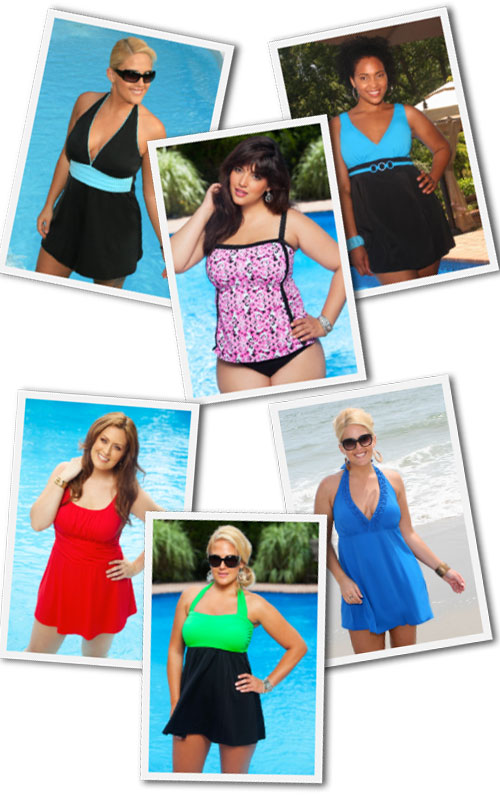 A selection of "in control" plus size swimwear available at Always for Me.