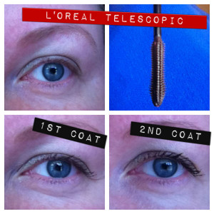 Before and after photos of L'oreal Telescopic Mascara.