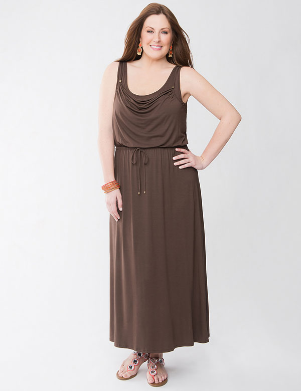 Layered brown long dress from Lane Bryant.
