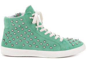 Studded mint green sneakers by Steve Madden.