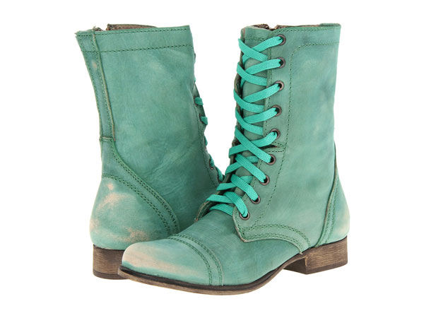 Mint green leather boots by Steve Madden.
