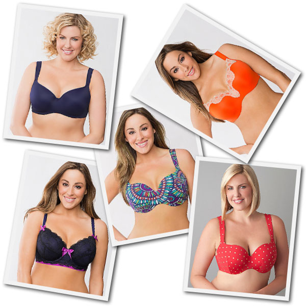 Different styles of Balconette bras from Lane Bryant's Cacique line.