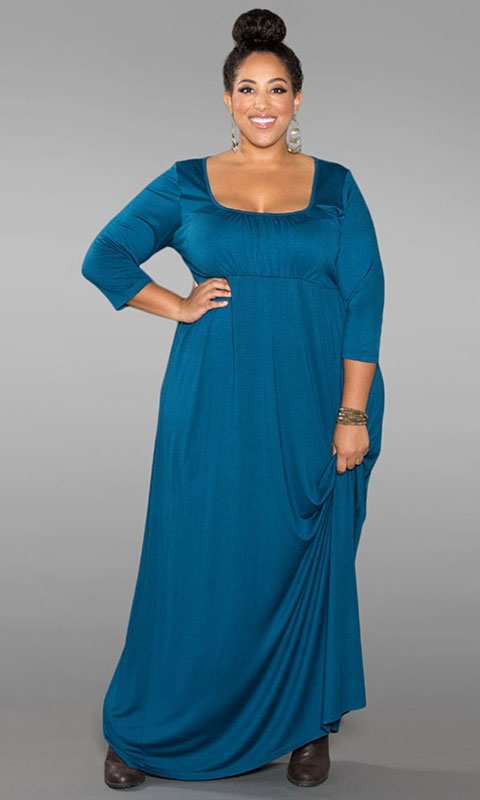 Long sleeve teal maxi dress from SwakDesigns.