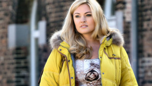 Plus size down filled coats for women.