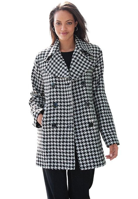 This houndstooth print coat is from Jessica London.