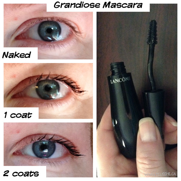 My eyes with Grandiose mascara in one and two coats.
