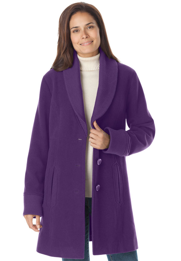 Purple, purple, rah, rah, rah, ooooo, I love purple. Including this purple coat from Woman Within. Good price too.