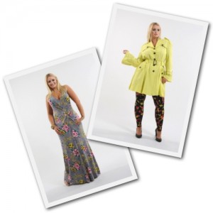 plus size jersey maxi dress and yellow frill mac from Anna Scholz