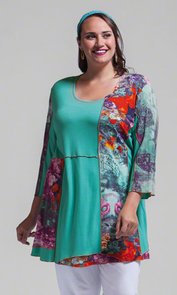 Patch work tunic in plus sizes from Making It Big.
