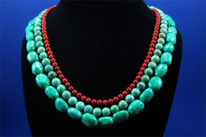 Red and Turquoise statement necklace from the Sculpted Tree on Etsy.